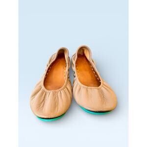 Tieks by Gavrieli Women’s 10 Cream /Green Leather Ballet Flats Foldabale Shoes